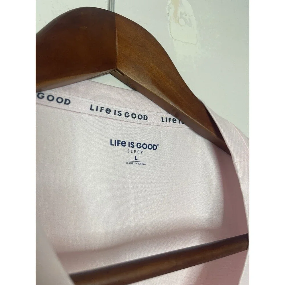 Life Is good Sleep Women's Large Light Pink Coffee Graphic Tshirt - Picture 3 of 4